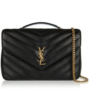 Saint Laurent Loulou Large Leather Shoulder Bag - Black