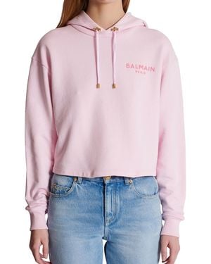 Balmain Flocked Paris Sweatshirt Cotton - Red