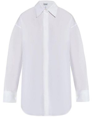 Loewe Draped Cotton Shirt - White