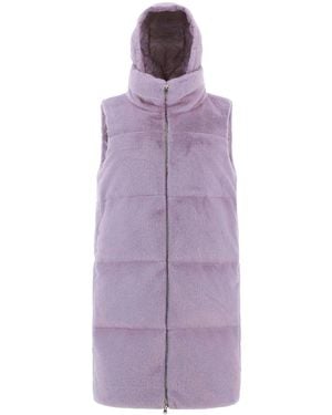 Herno Faux Fur Sleeveles Coat - Purple