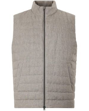 Herno Linen Down Gilet - Gray