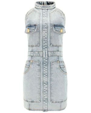 Balmain Chic Denim Mini Dress - Blue