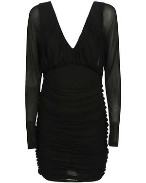 Saint Laurent Draped Cupro Mini Dress - Black