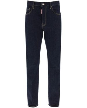 DSquared² Straight-Leg Cotton Denim Jeans With Logo Detail - Blue