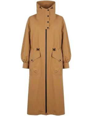 Herno Long Funnel-Neck Trench Coat - Natural
