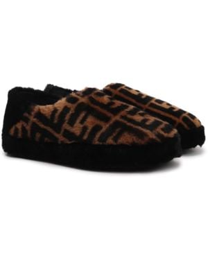 Fendi Pelz Hausschuhe - Schwarz