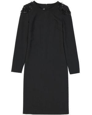 Alberta Ferretti Knee-Length Wool Blend Dress - Black