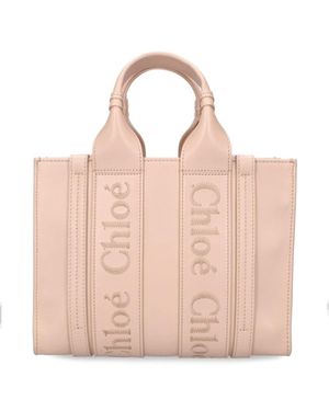 Chloé Chloe Woody Small Leather Tote Bag - Pink