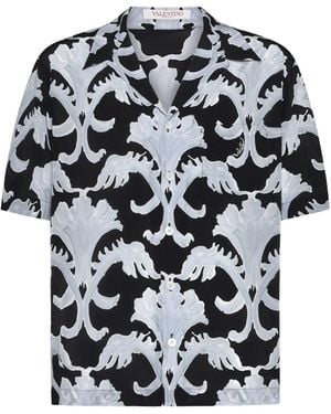 Valentino Printed Silk Bowling Shirt - Black