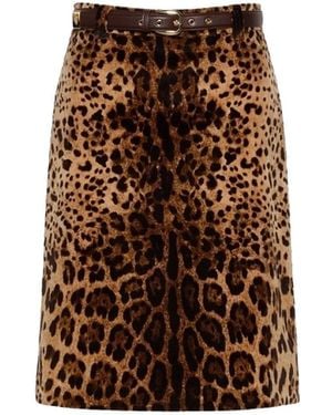 Max Mara Studio Leopard Falange Skirt - Brown