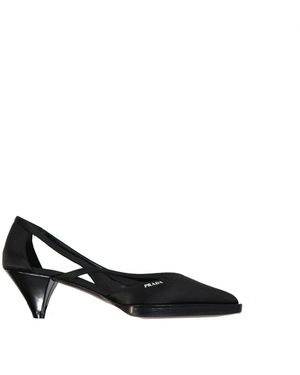 Prada 55Mm Cut-Out Satin Court Shoes - Black