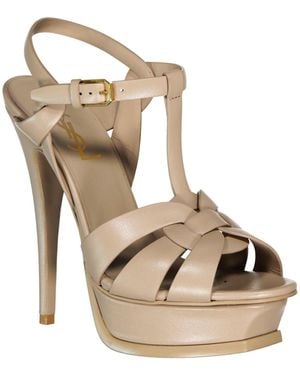 Saint Laurent Tribute Sandalen aus Leder - Mettallic