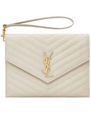 Saint Laurent Cassandre Matelasse Pouch - White