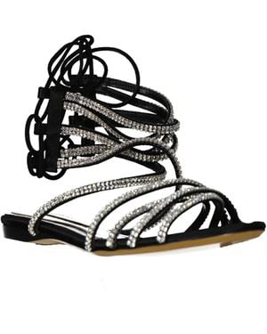 Alexandre Vauthier Seide Flats Sandalen - Schwarz