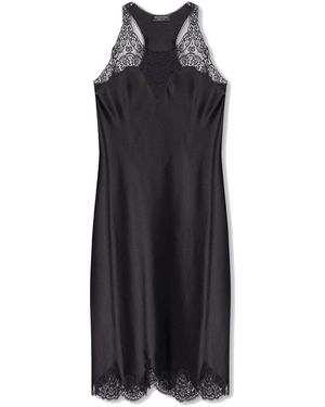 Balenciaga Satin Strappy Midi Dress - Black