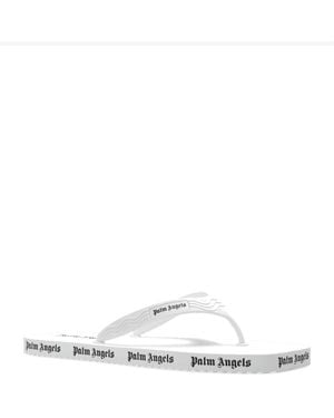 Palm Angels Rubber Flip Flop Slides - Weiß