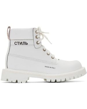 Heron Preston Stivaletti riflettenti in pelle - Bianco