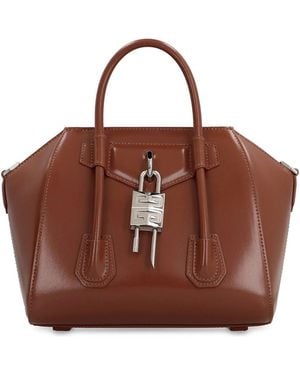 Givenchy Antigona Lock Mini Leather Handbag - Brown