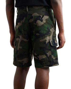 Valentino Camouflage Cargo Shorts Cotton - Black