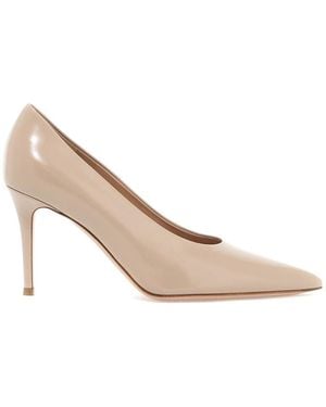 Gianvito Rossi Robbie Leather Court Shoes - Natural