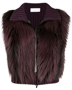 Fabiana Filippi Fox Fur Knitted Vest Jacket - Brown