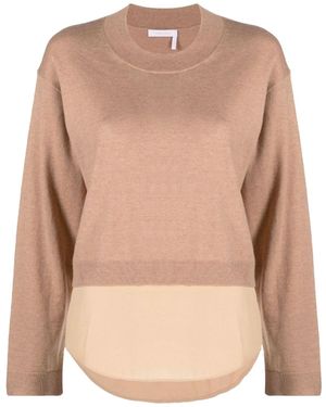 See By Chloé Siehe von Chloe See von Chloe Cotton und Wollpullover - Natur