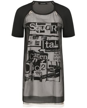 DSquared² Silk Printed Mini Dress - Black