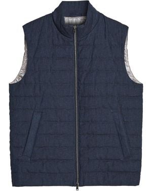Herno Linen Down Gilet - Blue