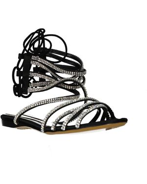 Alexandre Vauthier Seide Flats Sandalen - Schwarz
