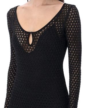 Tom Ford Lurex Crochet Maxi Dress - Black