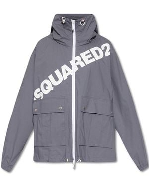 DSquared² Logo Hooded Windbreaker - Blue