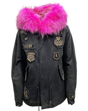 As65 Canvas Embellished Parka Jacket - Pink
