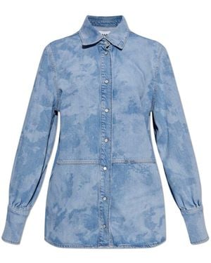 Ganni Bleach Denim Shirt - Blue