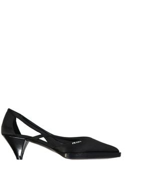 Prada 55Mm Cut-Out Satin Court Shoes - Black