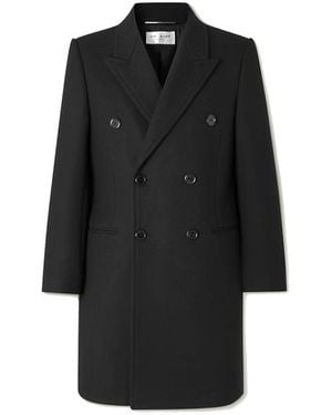 Saint Laurent Double-Breasted Wool Coat - Black