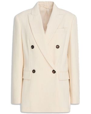 Brunello Cucinelli Cotton Blend Blazer - Natural