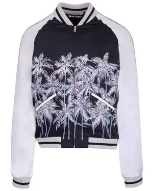 Palm Angels Casual Printed Bomber - Blue