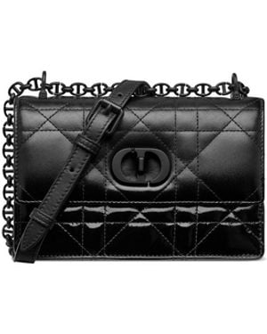 Dior Caro Patent And Matte Shoulder Bag - Black