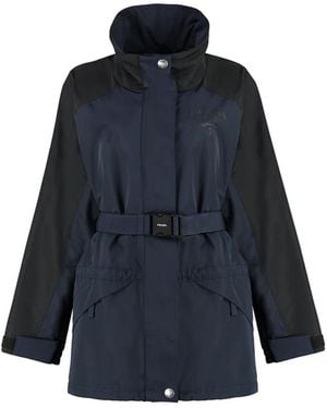 Prada Techno Fabric Jacket With Adjustable Belt And Drawstrings For - Blue
