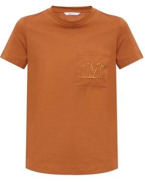 Max Mara 'Papaia' Cotton Logo T-Shirt - Brown