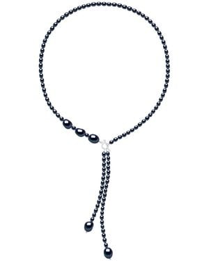 Ateliers Saint Germain Necklace Tie Of Real Cultured Freshwater Pearls Grain Of Rice 5 Mm And Baroque 11 Mm - Brown