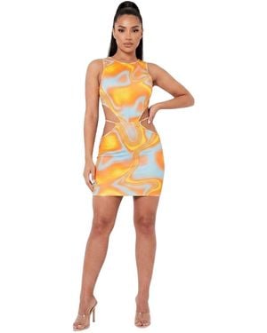 Missy Empire Missy Empire Minirok Met Uitgesneden Details En Wervelend Patroon Voor - Oranje