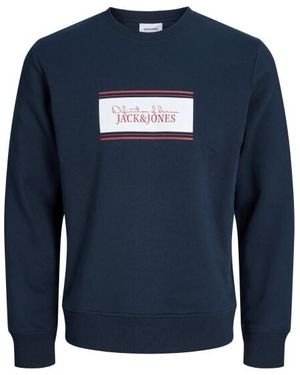Jack & Jones Trui Jjbuster Sweatshirt Logo Print Donker - Blauw