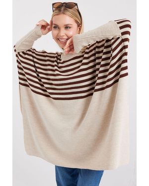Bigdart Oversized Acrylic Crew Neck Jumper - Natural