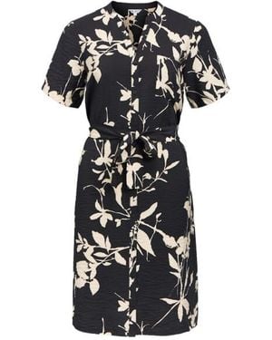 Object Objjacira S/S Shirt Dress Noos 23043488 Aop Sandshell - Zwart