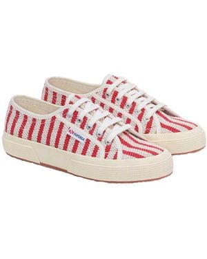 Superga Gestreepte Platte Trainers /Uitwit) - Roze