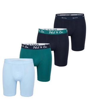 Phil & Co. Berlin Boxershorts Met Lange Pijpen Boxer Briefs 4-Pack Blauw Groen