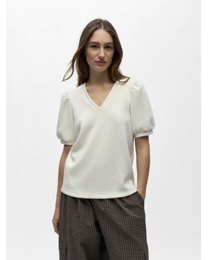 Object Objandrea S/S Re V-Neck Top Noos - Wit