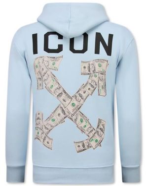 Top-Star Oversized Hoodie Met Capuchon Icon Dollar Print - Blauw