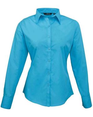 PREMIER Popeline Blouse Met Lange Mouwen - Blauw